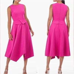 Kay Unger New York Sleeveless Handkerchief Crepe Midi Dress size 8 NWT $288